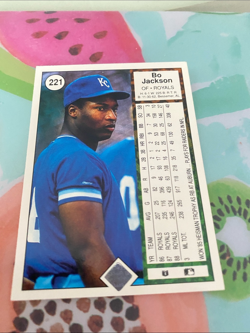 Bo Jackson Kansas City Royals Baseball Card - Blue Jersey